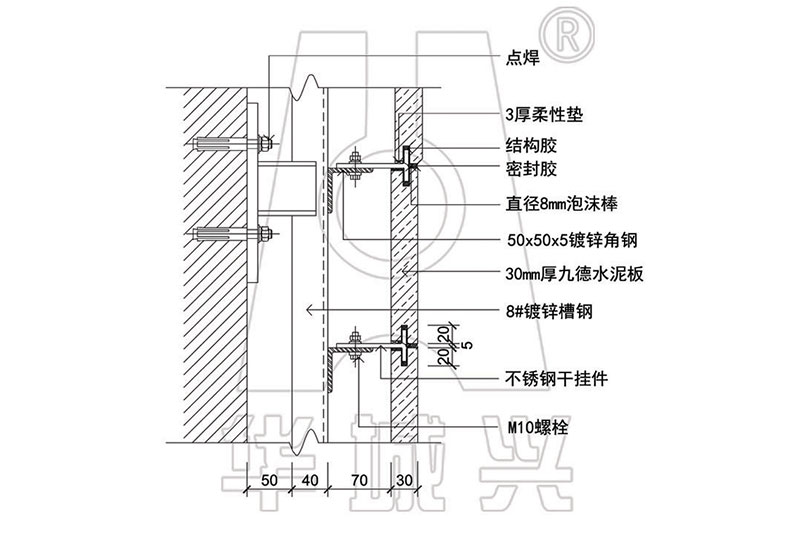 九德纤维水泥板干挂结点图